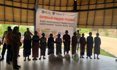 Pos Napan Satgas Yonkav 6/Naga Karimata Ikut Hadir Dalam Operasi Pasar Murah Bagi Masyarakat yang Ada Di Sekitar PLBN Dalam Menyambut Tahun Baru 2024