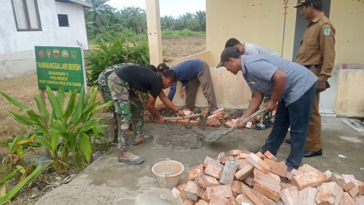 TMMD ke-125 Kodim 0321 Rohil Bangun Tangki Air Bersih di Polindes Karya Mulyo Sari, Dukung Layanan Kesehatan dan Cegah Stunting  Deskripsi Meta
