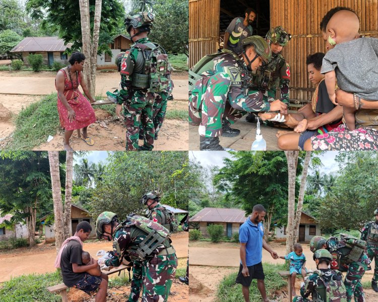 Satgas Yonif 123/Rajawali Gelar Patroli Kesehatan di Kampung Sahapikya Papua Selatan