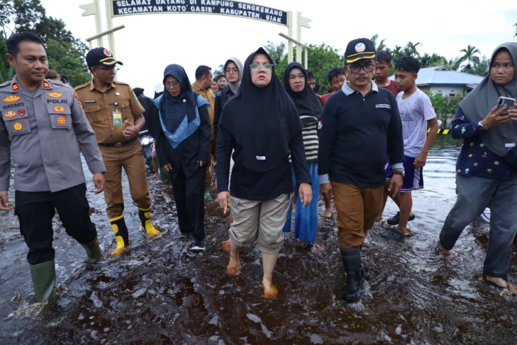 Bupati Afni Zulkifli Tinjau Banjir Koto Gasib, Minta Penanganan Cepat dan Terpadu
